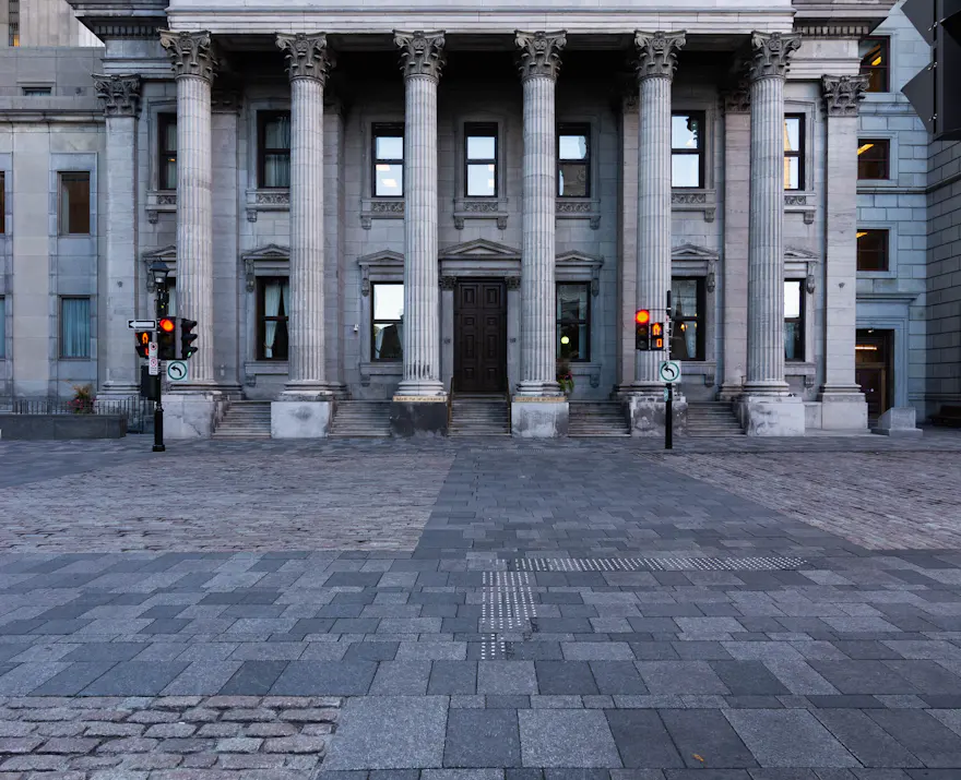 Bank building with classical columns