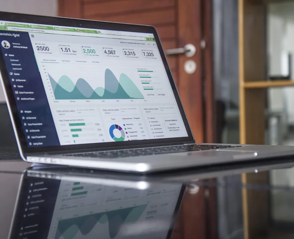 Marketing analytics dashboard on a laptop screen