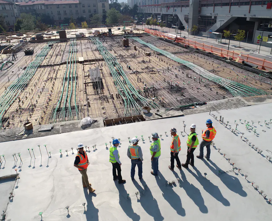 Construction team on site at a real estate development project
