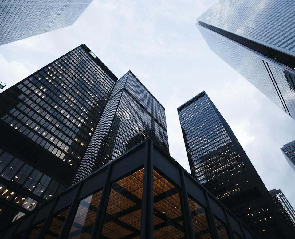 Commercial office towers in a city business district